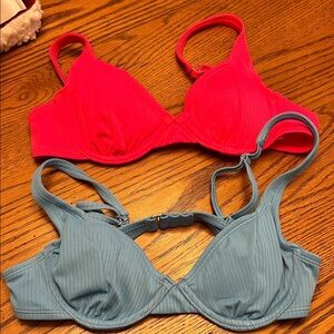 Red and Blue Ribbed Bras